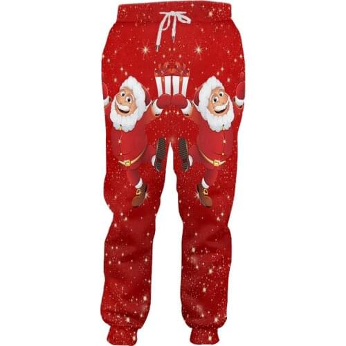 UJWI Snowflake Christmas 3D Printed Man Sweatpants Lovely Anime Santa Claus Mens Clothing Large Size Polyester Pants