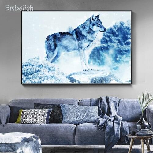 Embelish 1 Pieces Drop Shipping Wolf In Snow Landscape HD Print Canvas Paintings For Living Room Modern Home Decor Wall Pictures
