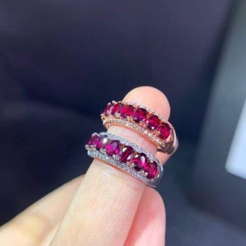 2021 newest classic natural garnet ring for women silver jewelry square natural gem real 925 silver girl birthday gift big sale