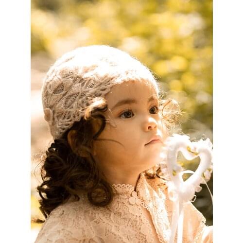 X030 Kids Hand Made Knitting Hats Teens Hand-Woven Double-Layer Warm Hats Girls Knitted Toque Caps Adjustable Size