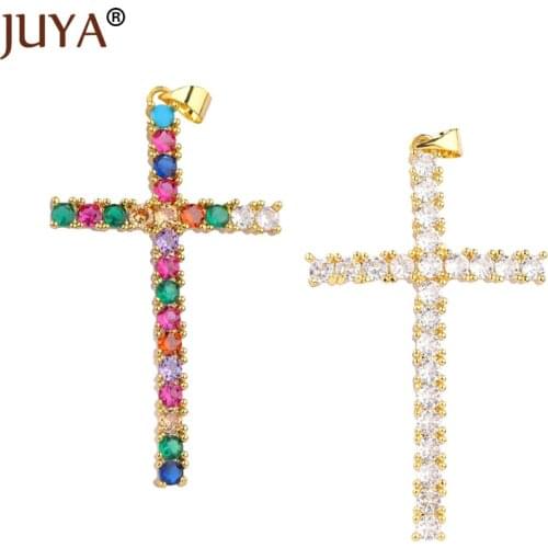 JUYA Jewelry Making Charm Pendant Cross Crystal Necklace Pendant for DIY Handmade Women Necklace Jewelry Accessories Supplies