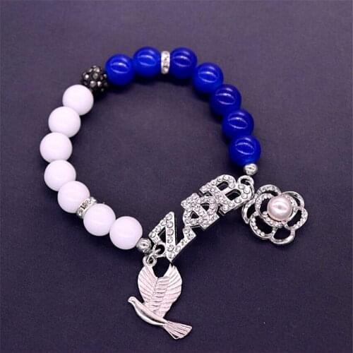 Trendy Customize Sorority Greek Jewelry Customize Fashion Pearl Rose Dove Zeta Beads Bracelet Bangles For Women