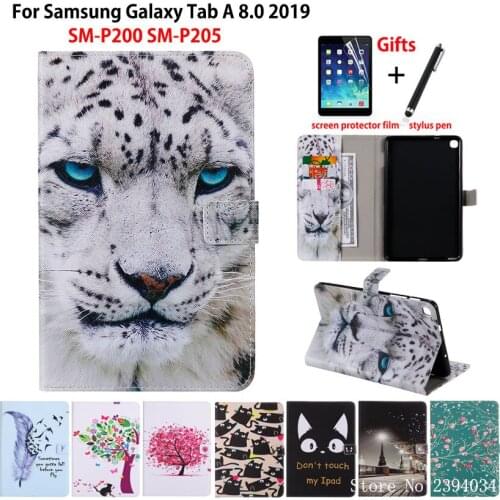 SM-P200 SM-P205 Case For samsung galaxy tab A 8.0 2019 with S Pen 8.0 P200 P205 Cover Funda Fashion Pattern Stand Shell +Gift