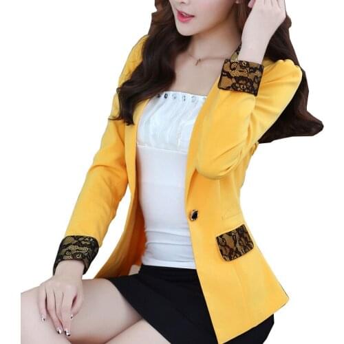 Women Lace Splicing Small Suit Coat 2021 New Female Spring Autumn Blazer Jacket Womens Soil Blazer Jacket Long Sleeve Blazer C