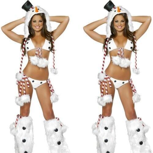 Women Sexy Snowman Cospaly Bikini Set Halloween Masquerade Deguisement Party Costumes For Carnaval Halloween Christmas Costumes