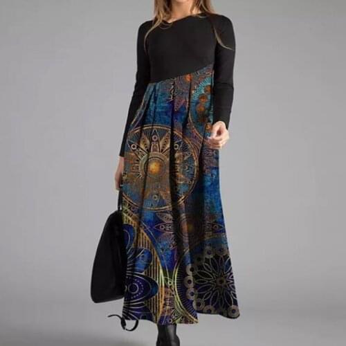 Fashion Women Shirt Dress Long Sleeve O Neck Chic Printing Dress 2020 Winter Female Casual Dresses Ladies Office Long Dress