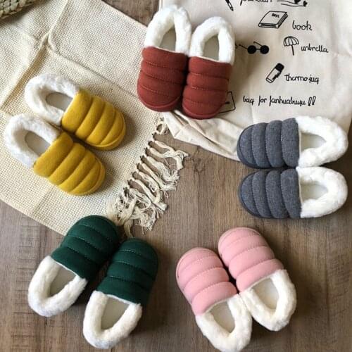 Winter Children Slippers Kids Soft Non-slip Home Furry Shoes Girl Baby Toddler Fur Slides Cotton Indoor Shoes Plush Warm Slipper