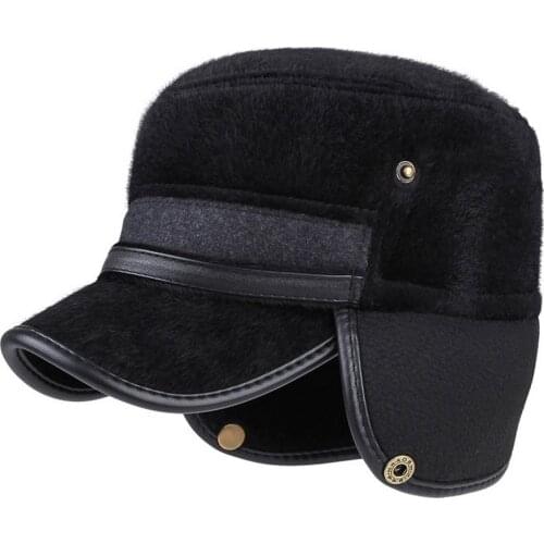 Winter Men Hat With Earflaps Bomber Caps For Male Sea Lion Hair Warm Foldable Ear Protection Outdoor High Quality LF0023