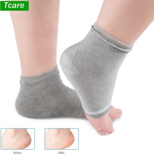 Tcare 1Pair GEL Heel Socks for Dry Hard Cracked Skin Moisturising Open Toe Comfy Recovery Socks Padded Comfort To Help Arthritis