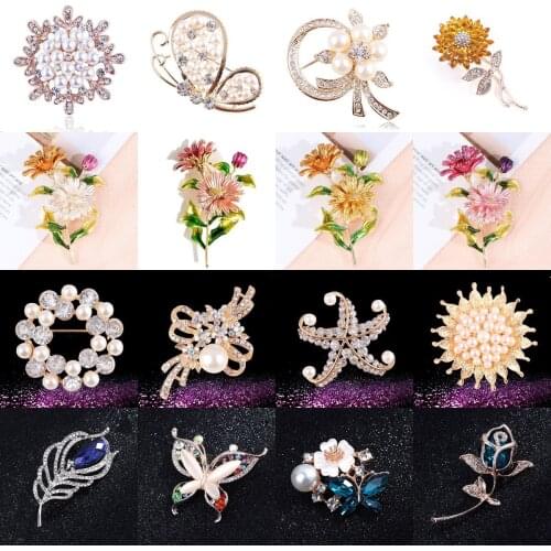 1Pcs Fashionable Opal Stone Flower Brooch Pin Garment Accessories Birthday Gift Brooches for Women Rhinestone Brooch Pin