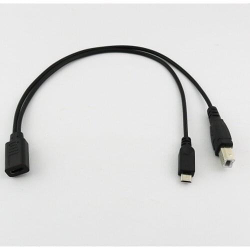1pcs USB-C 3.1 Type C Female to Micro & USB 2.0 B Male Data Charge HDD Printer Cable 30cm