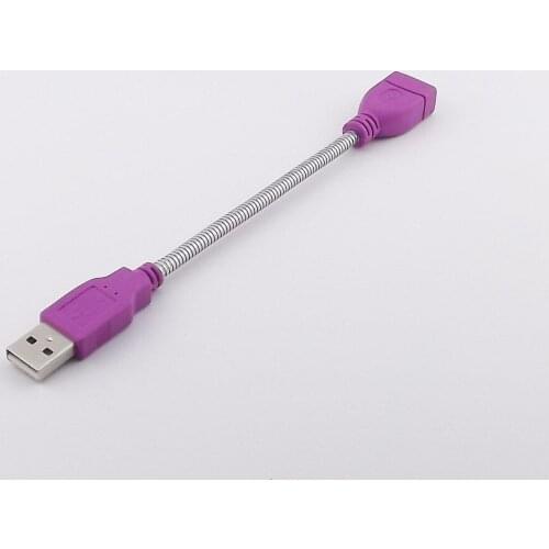 10pcs Purple USB 2.0 A Male Plug To A Female Jack Extension Flexible Metal Stand Cable 15cm