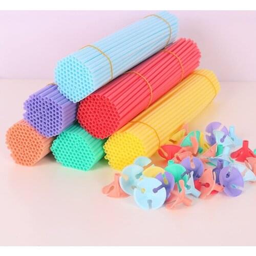 100Pcs/Lot 42cm Balloon Sticks Transparent PVC Rods for Balloons Holder Sticks with Cup Party Decoration Accessories