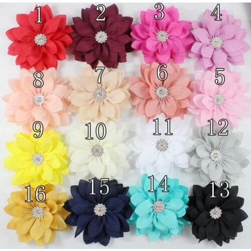 3.5 inch Fabric Flower Girls Flower Flat Back For Garment / Shoes Accessories 16Colors 100pcs/lot