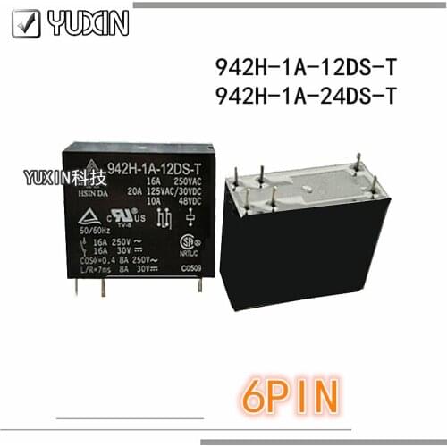 5PCS/LOT 100%Original&New Relay 942H-1A-12DS-T 12VDC 942H-1A-24DS-T 24VDC 942H 1A 12DS T 42H-1A-24DS-T-24V 6PIN 16A