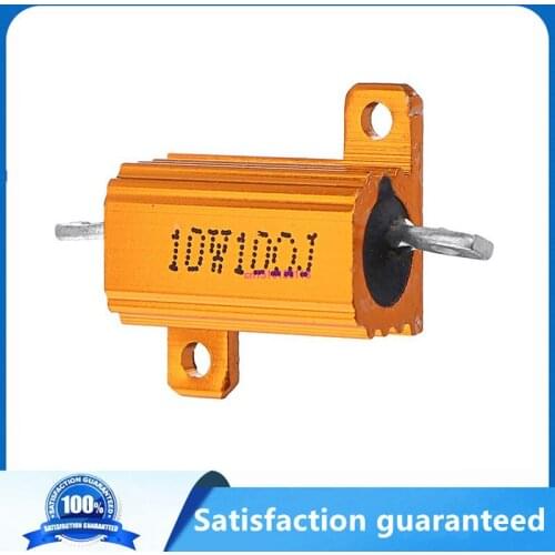 5PCS RX24 10W 10R 10RJ Wire Wound Resistor Metal Shell Aluminium Golden Resistor 10Watt 10 ohm Heatsink Resistance