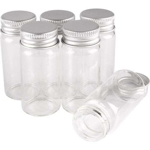 5pcs 20ml 27*58mm Clear Glass Bottles with Aluminum Caps Glass Jars Potion bottles Glass Vials Spice Jars for Art Craft