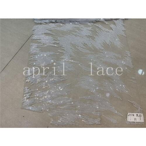 5yards /lot K077# offwhite Ivory sequin embroidery lace tulle lace fabric for sawing bridal wedding dress/occasion