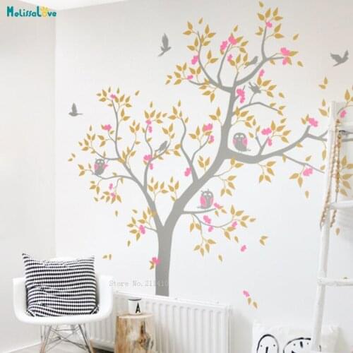 Large Nursery Tree Wall Sticker Home Decor Exquisite Scene With Forest Animals Self-adhesive Art Poster Diy Murals YT2426