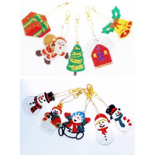 New Christmas 5D DIY Diamond Painting Keychain Pendant Full Drill Special Shaped Diamond Embroidery Women Bag Decoration