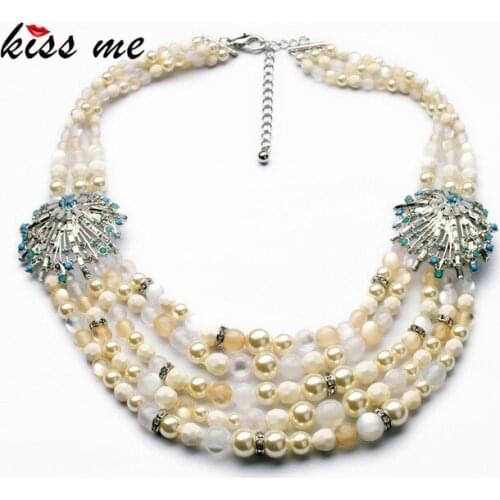 New Styles Statement Fashion Elegant Imitation Pearls Multilayers Beaded Chain Banquet Necklaces &Pendant 2017