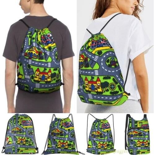 Road Carpet Women Purpose Drawstring Backpack Bags Men Outdoor Travel Backpacks For Gym Training Swimming Fitness Bag