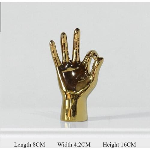 Porcelain Gold Ornaments Figurines Modern Home Decoration Gesture Statue Desktop Ornaments Birthday Gifts