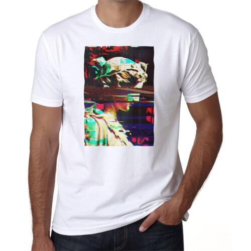 Roman Statue Glitch Art Blurred Aesthetic Printed White Cotton MenS T-Shirt Top Cotton Tshirt Hip Hop Tees Harajuku Streetwear