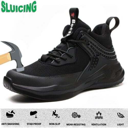 China Work Safety Shoes for Men Wear Resistance Protect Safety Shoes Steel Toe Soft Light Work Boots for Outdoor Work Elastic