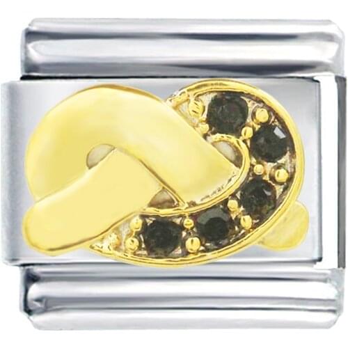 Stainless Steel modular Classic 9mm link crystal black knot Italian charm link bracelet