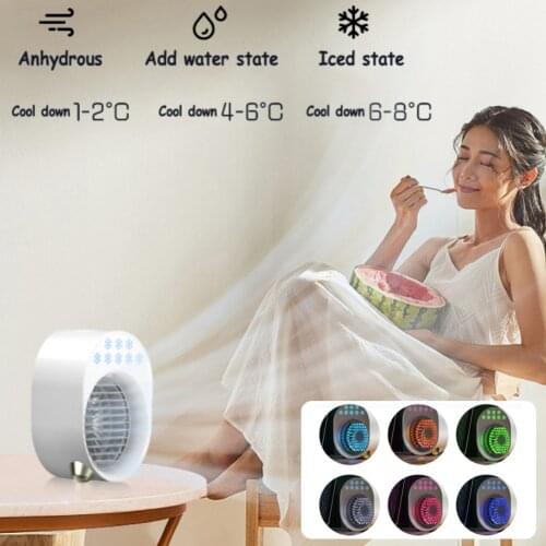 Mini Air Conditioner Air Cooler Fan 7 Colors Light USB Multifunctional Humidifier Personal Space Air Cooling Refrigeration Fan