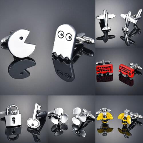 Cufflinks For Men Brass Material Cute Pacman Design Cuff Links Men French Enamel Shirt Buttons Romantic Statement Cufflinks