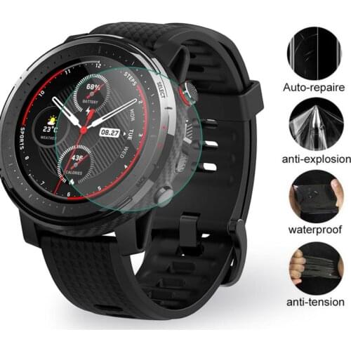 Soft Clear Protective Film Guard For Xiaomi Huami Amazfit Stratos 3 Watch Stratos3 Smartwatch Screen Protector Cover (Not Glass)