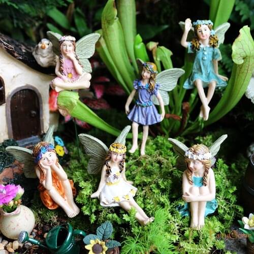 FairyCome Set of 6 Fairies for Fairy Garden Miniature Figurines Resin Fairy Figure Ornaments Statue Miniature Garden Decorations