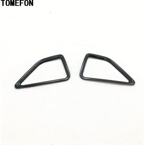 TOMEFON Stainless Steel Front Air Vent Cover Trim Air Conditioning Sticker Car Accessories For Skoda Karoq 2017 2018 2019