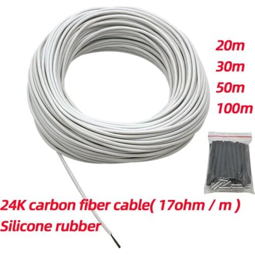 New 24K 3mm Silicone rubber 17ohm/m Carbon Fiber Floor Heating Cable insulated Infrared Underfloor Heating System Warm Floor