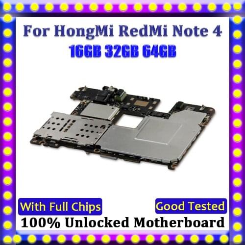 Original High Quality MainBoard For xiaomi Redmi Note 4 Motherboard,For Redmi Note 4 HongMi Note 4 Logic Main Board With Chips