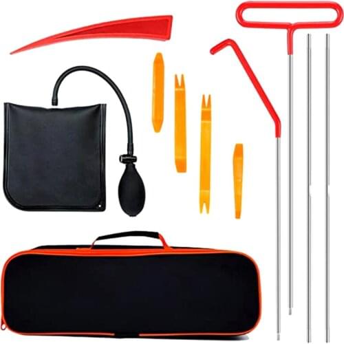 Full Professional Automotive Tool Kit with Long Reach Grabber with Air Wedge Bag Pump Non Marring Wedge for Car