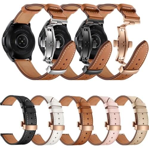 Leather Strap for Samsung Galaxy Watch 3 41mm/42mm/Active 2 1 Band 20MM Universal Bracelet for Garmin Vivoactive 3/Vivomove HR