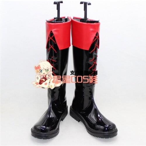 Sliver Soul Kagura Black Long Halloween Party Cosplay Shoes Boots X002