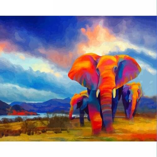 Elephant Oil Picture By Number Animal Coloring Hand Painted Drawing Acrylic Painting By Number Frame 40x50 On Canvas Decoration