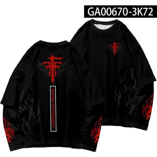 Spring Men And Women Fashion Black Printing Couple Fake Two Pieces Sweatshirt Long Sleeve T-shirt Pullover Oversize 4XL