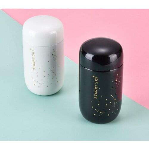 Starry Sky Thermos Cup for Men and Women Mini Small and Lovely Pocket Straight Body Cup Portable Leak-proof and Bag Kawaii Mug