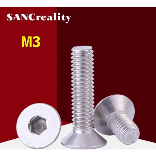 304 Stainless Steel Countersunk Head Hexagon Socket Screws M2 M2.5 M3 M4 M5 M6 Flat Cup Screw