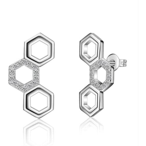 LUKENI Top Quality Silver 925 Earrings For Women Jewelry Fashion Geometry Crystal Girl Stud Earrings Lady Engagement Accessories