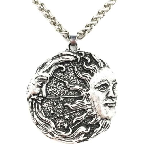 Witchcraft Sun Moon Star Wicca Pagan Spiritual Jewelry Vintage Necklace Women Men Ouija Witch Pendant Dropshipping 2021