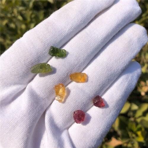 Fashion Jewelry Natural Red Green Yellow Gem Tourmaline Elbaite Raw Stone Earring Stud Drop 925 Sterling Silver For Women Gift