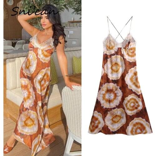 A Line Backless Strap Dress Za 2021 Women Summer V Neck Spaghetti Sleevless Large Casual Midi Dresses Boho Oversize Tie Dye Robe