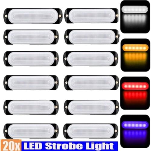 1/5/10/20PCS DXZ 12-24V Light Guide 6LED Truck Side Light Ultra-thin Flashing Warning Light