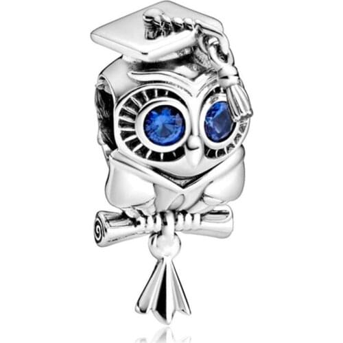 1Pcs New Cute Owl Pendant DIY Beads Suitable for Original Pandora Charm Bracelet Ladies Jewelry Making Gifts